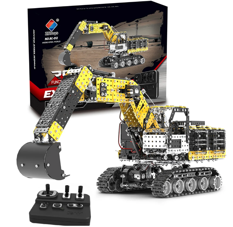 BrightForge TitanDigger 12™ | 12-Channel Remote-Controlled Alloy Excavator STEM Engineering Building Kit