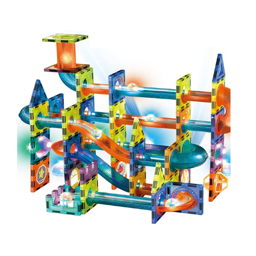 UNIQUE KIDS Magnetic Tiles Building Blocks with Marble Run STEM Toys STEAM Toys for Kids Ages 3-10+Year Old Boys Girls Best Christmas Birthday Gift (110 pcs)