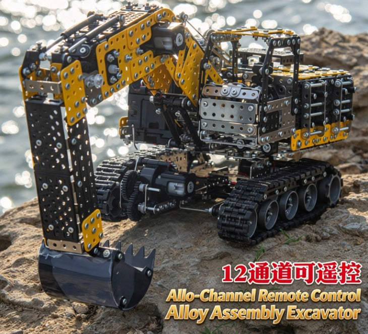 BrightForge TitanDigger 12™ | 12-Channel Remote-Controlled Alloy Excavator STEM Engineering Building Kit