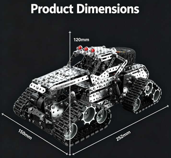 BrightForge SteelRover 1929™ | 1,929-Piece Metal Remote-Controlled All-Terrain Crawler STEM Building Kit