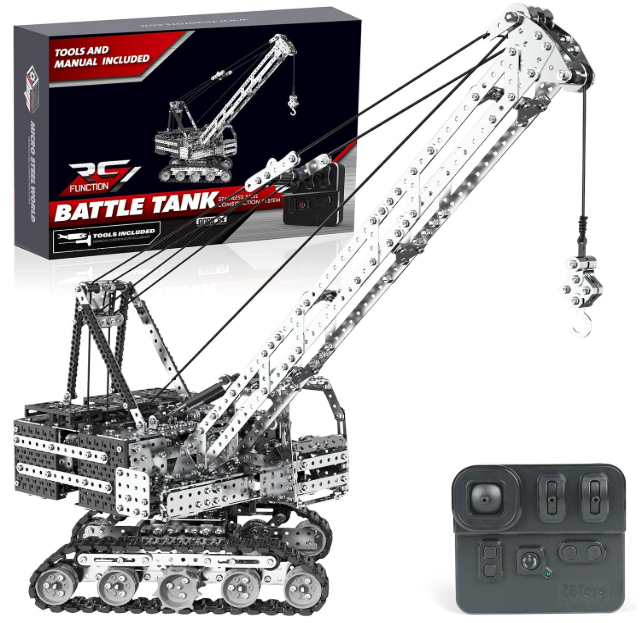 BrightForge TitanCrane 1929™ | 1,929-Piece Remote-Controlled Metal RC Crawler Crane STEM Engineering Kit