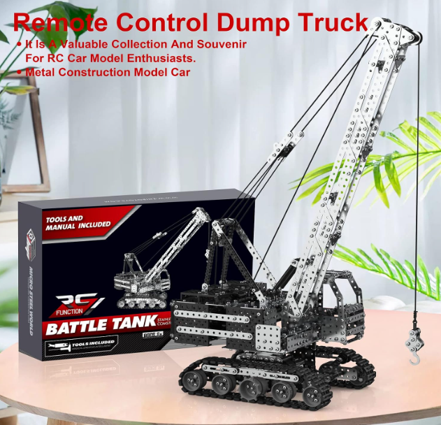 BrightForge TitanCrane 1929™ | 1,929-Piece Remote-Controlled Metal RC Crawler Crane STEM Engineering Kit