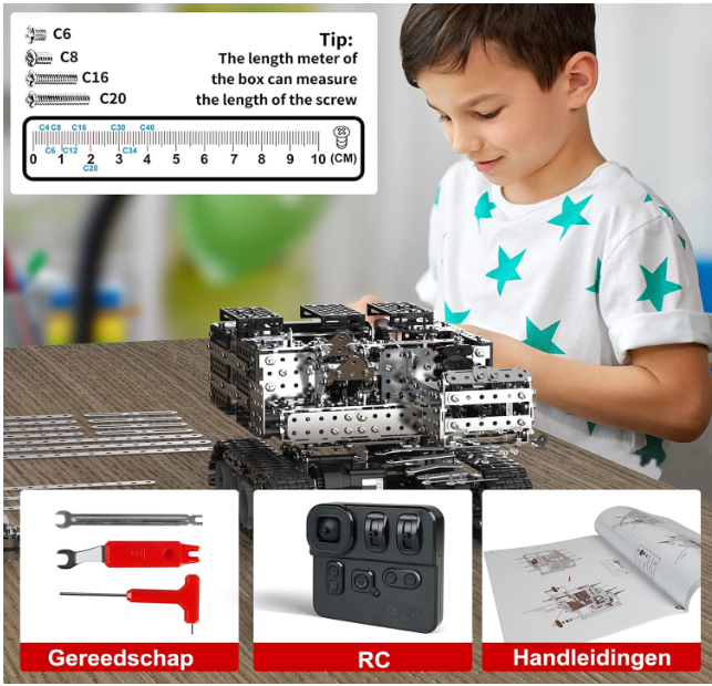 BrightForge TitanCrane 1929™ | 1,929-Piece Remote-Controlled Metal RC Crawler Crane STEM Engineering Kit