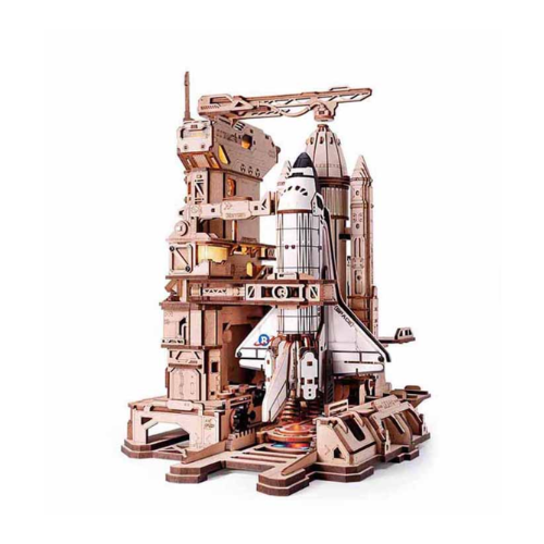 ROKR 3D Puzzles Space Shuttle-Dynamic Launch Base with Motorized Lift, LED Light Effects, 1:420 Scale Collectible Building Kit
